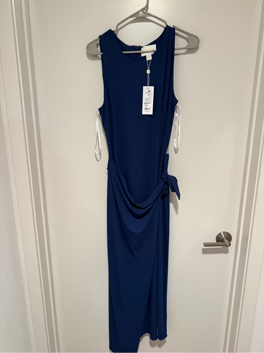 Lilly Pulitzer Navy Blue Sleeveless Draped Maxi Dress with Side Tie